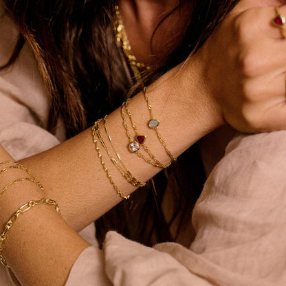 Birthstone Charm Bracelet 18ct Gold Plate