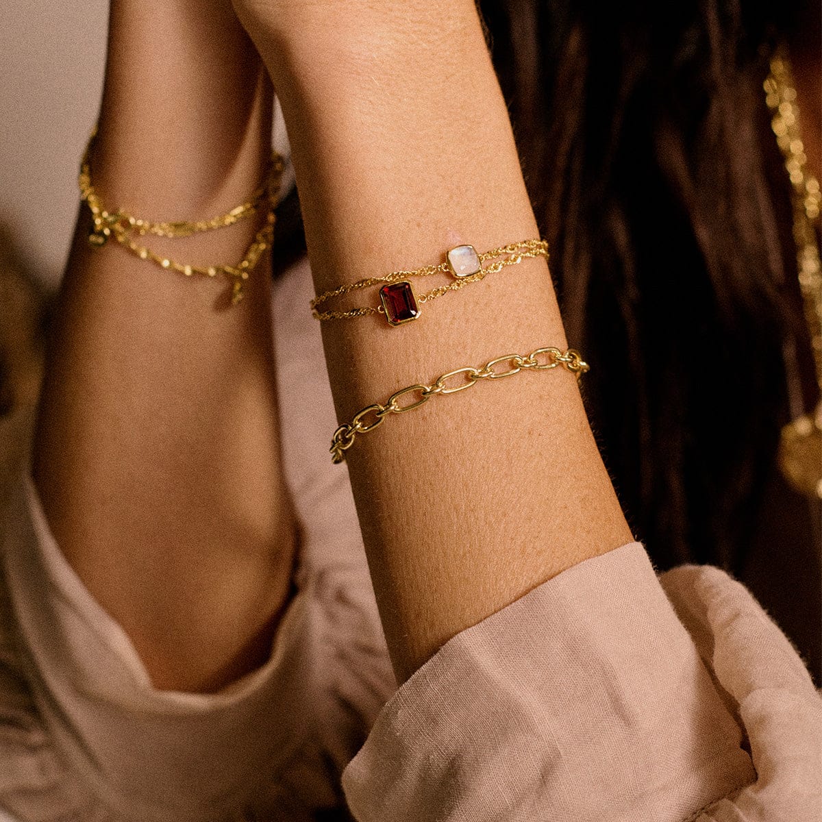 Birthstone Charm Bracelet 18ct Gold Plate