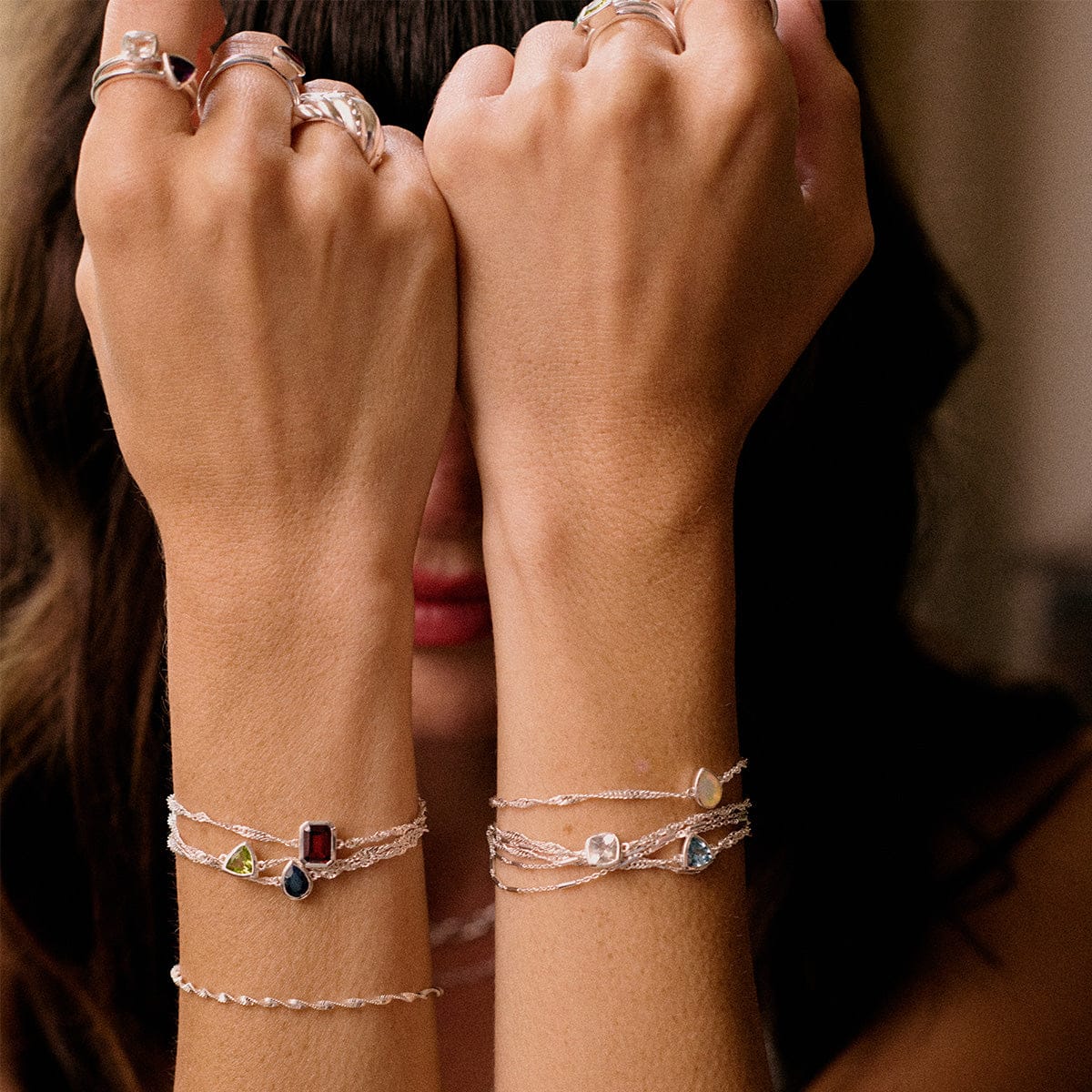 Birthstone Charm Bracelet Sterling Silver