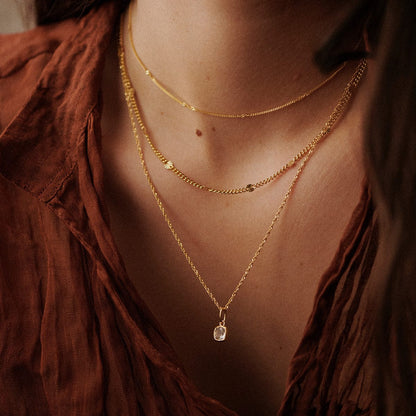 Birthstone Charm Necklace 18ct Gold Plate