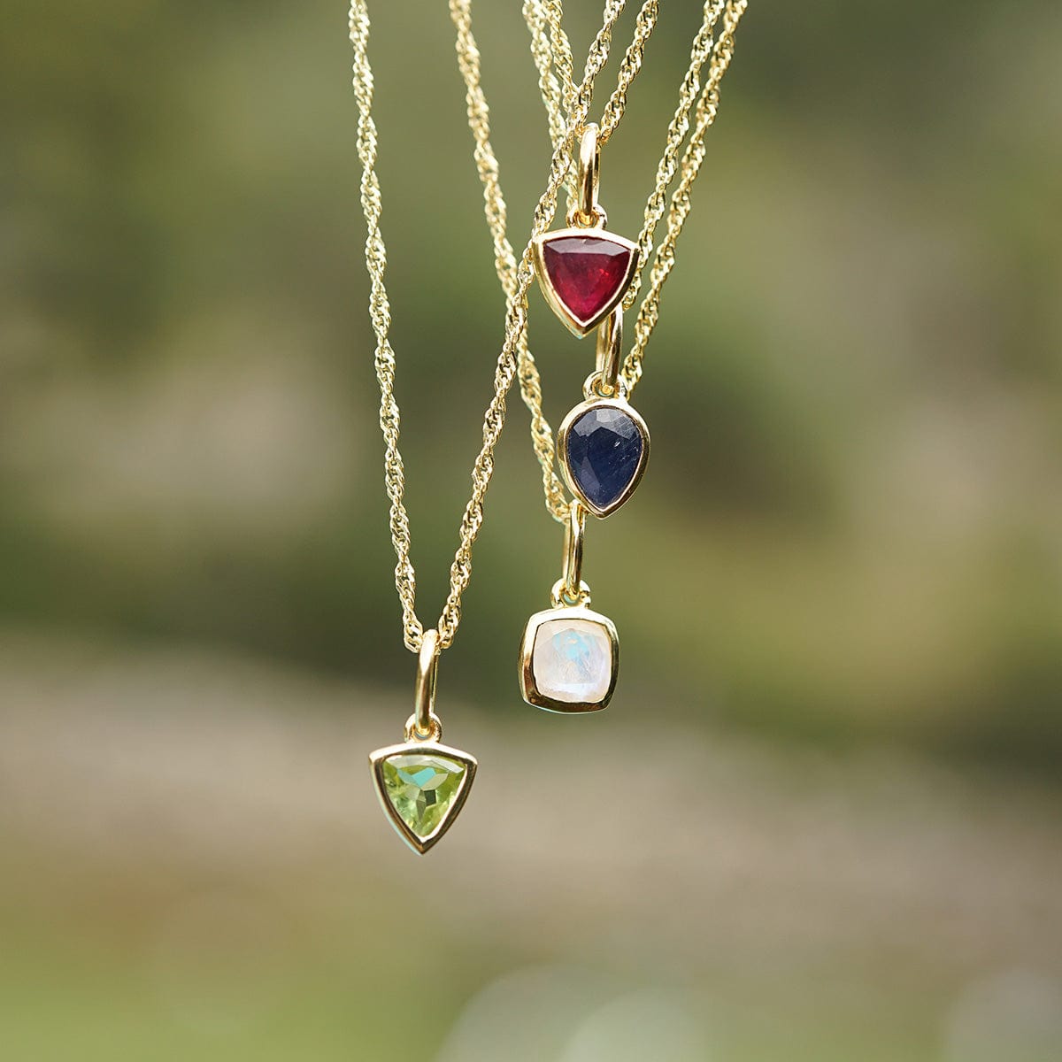 Birthstone Charm Necklace 18ct Gold Plate