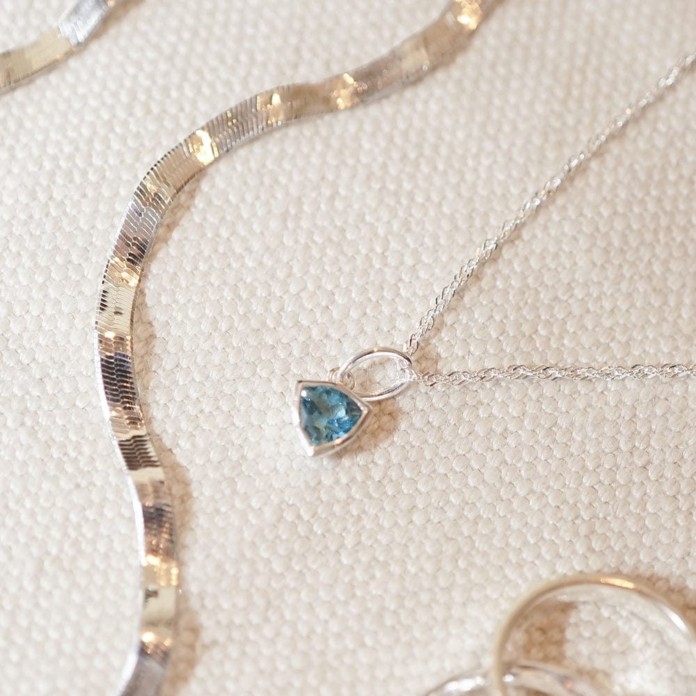 Birthstone Charm Necklace Sterling Silver