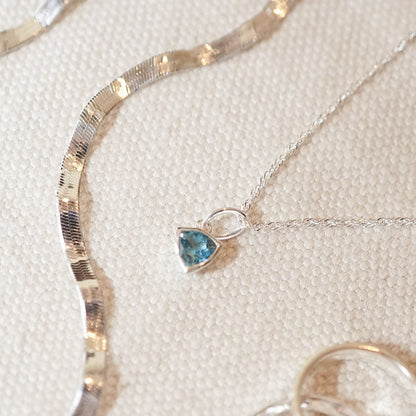 Birthstone Charm Necklace Sterling Silver