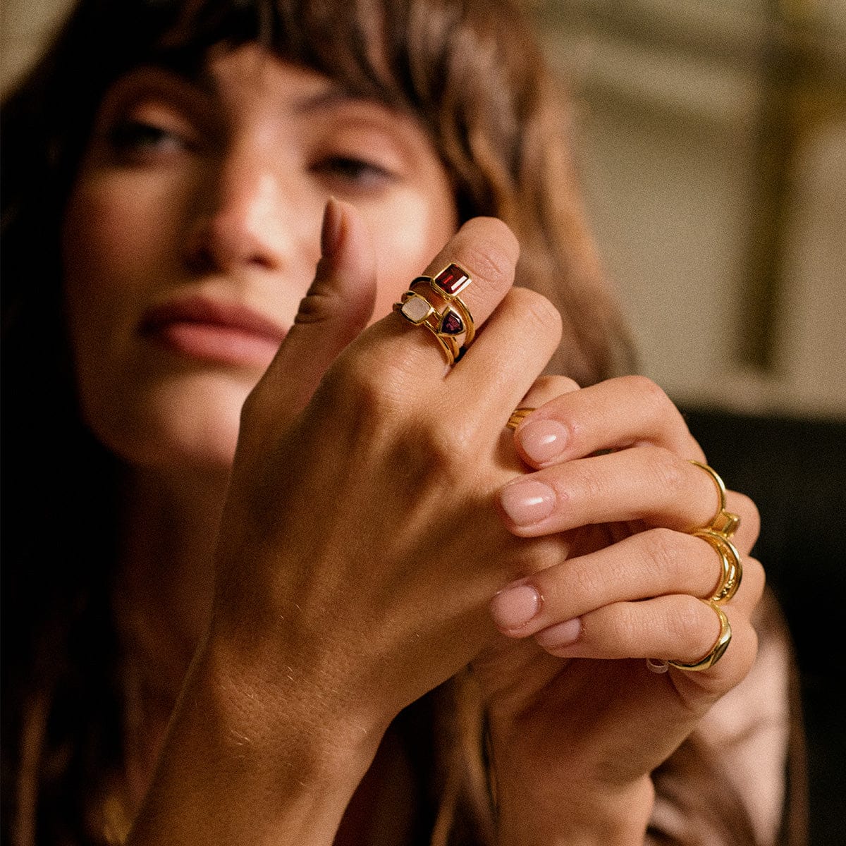 Birthstone Ring 18ct Gold Plate
