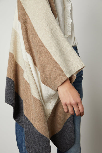 JONAS STRIPED OPEN FRONT PONCHO
