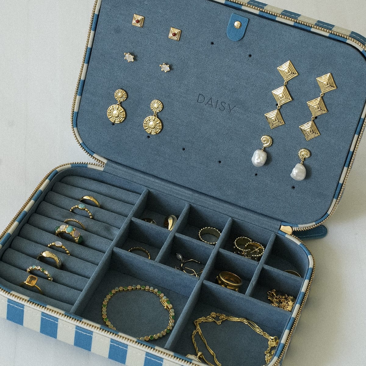 Blue Stripe Large Jewellery Box