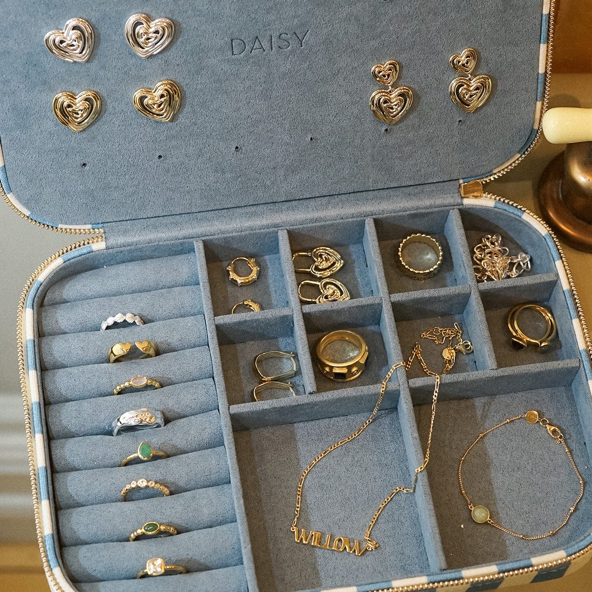 Blue Stripe Large Jewellery Box