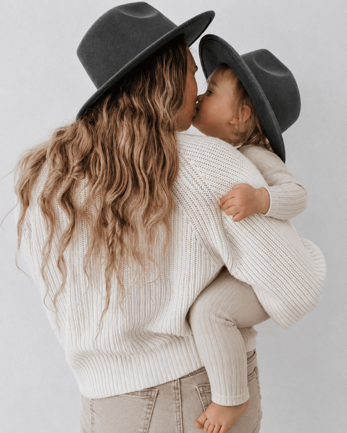 Bordeaux Flat Brim Mommy & Me Hat - Gray