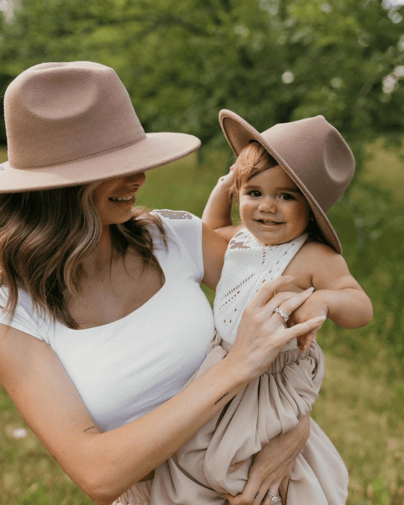 Bordeaux Flat Brim Mommy & Me Hat - Mocha