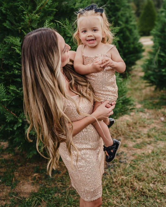 Cordelia Sequin Party Dress - Rose Gold
