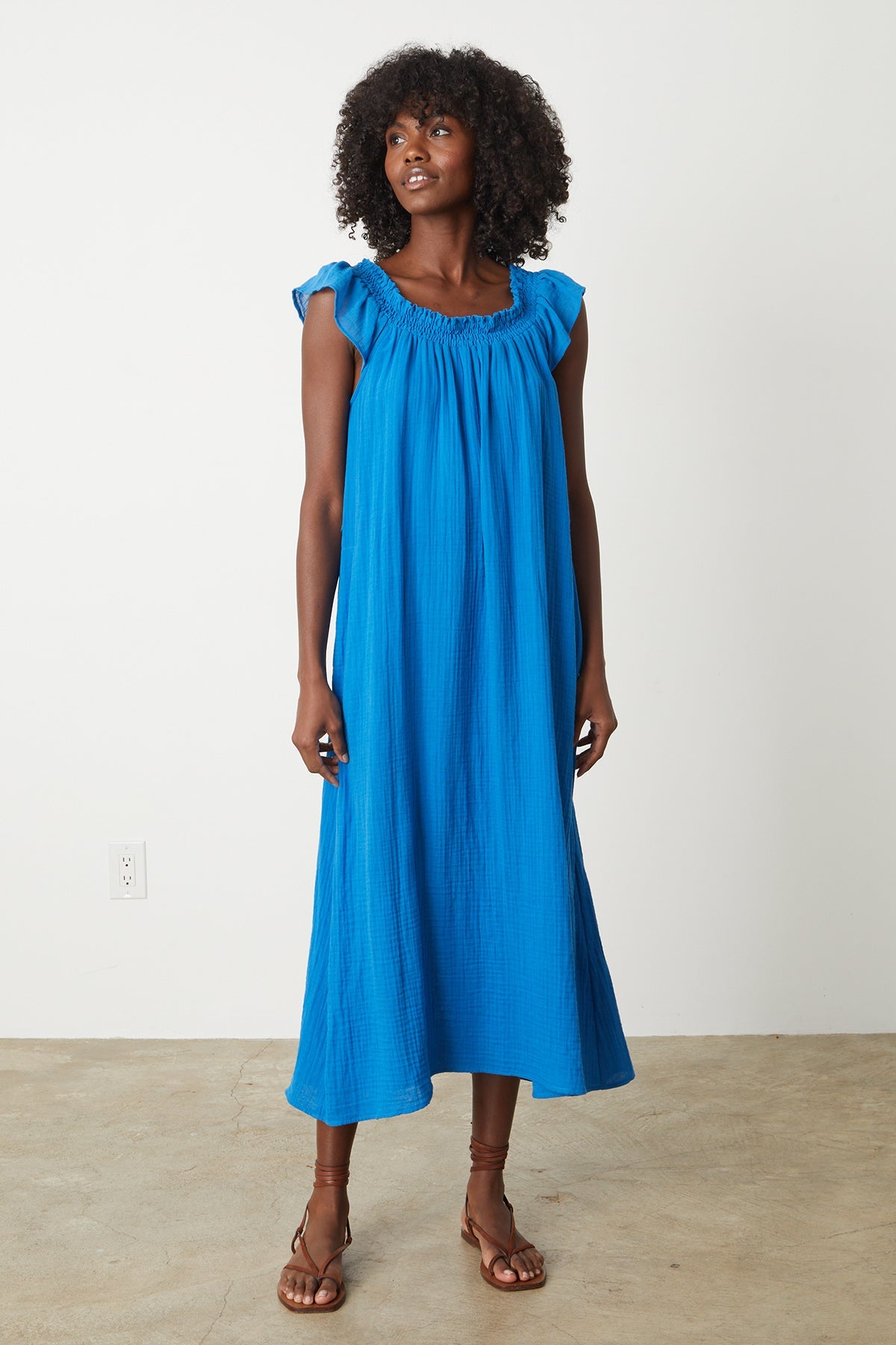 JUSTINE COTTON GAUZE MIDI DRESS