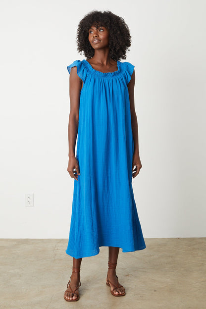 JUSTINE COTTON GAUZE MIDI DRESS