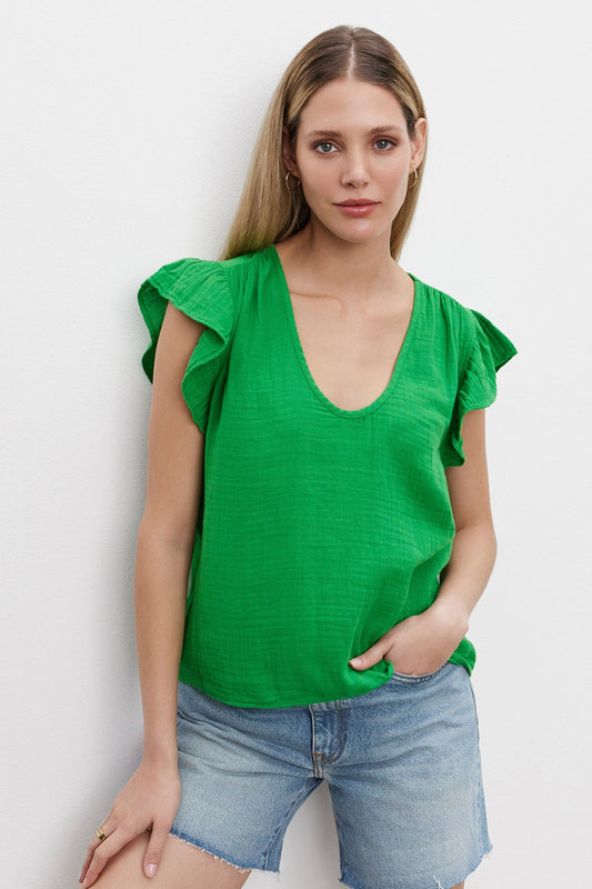 REMI RUFFLE SLEEVE TOP