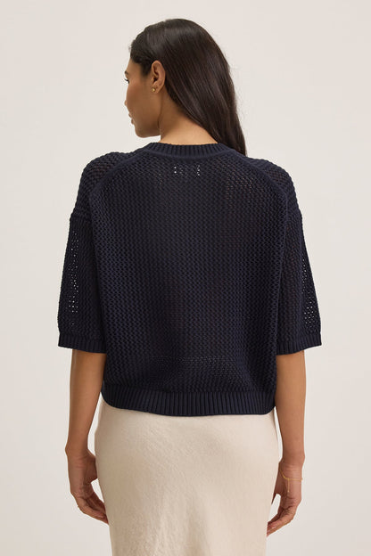 VIENNA COTTON CASHMERE MESH SWEATER