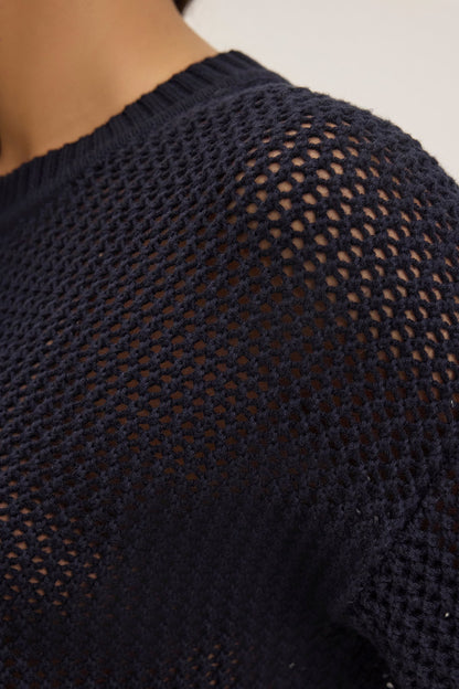 VIENNA COTTON CASHMERE MESH SWEATER