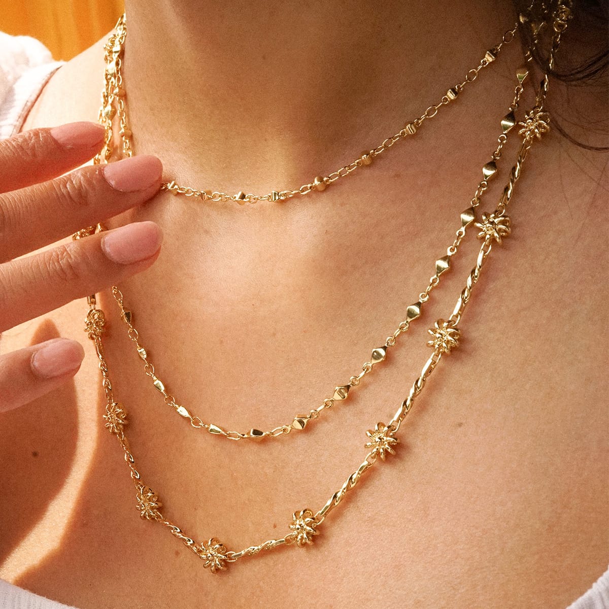Diamond Disc Chain Necklace 18ct Gold Plate