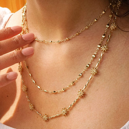 Diamond Disc Chain Necklace 18ct Gold Plate