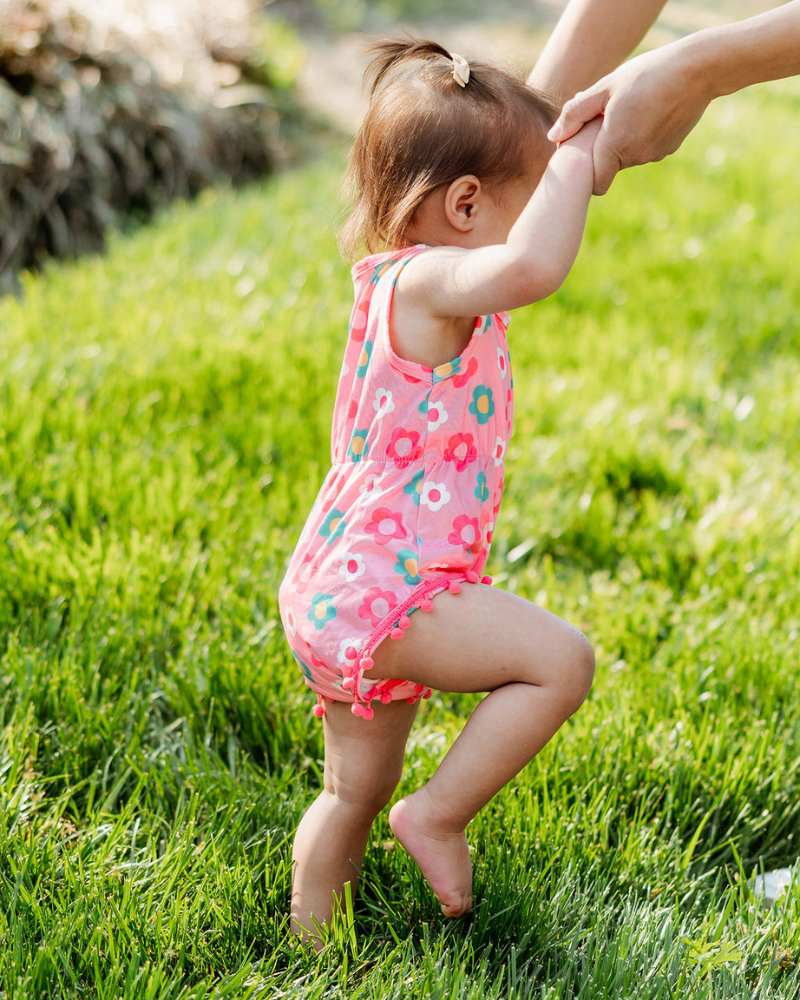 Dillon Pom Pom Romper - Bubblegum Blossom