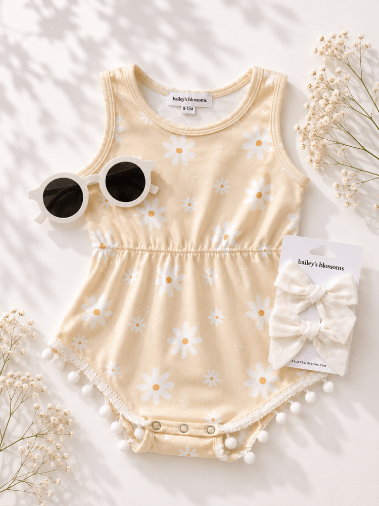 Dillon Pom Pom Romper - Buttercup Daisy