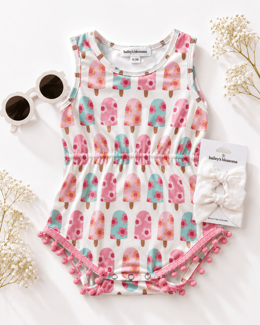 Dillon Pom Pom Romper - Floral Pop