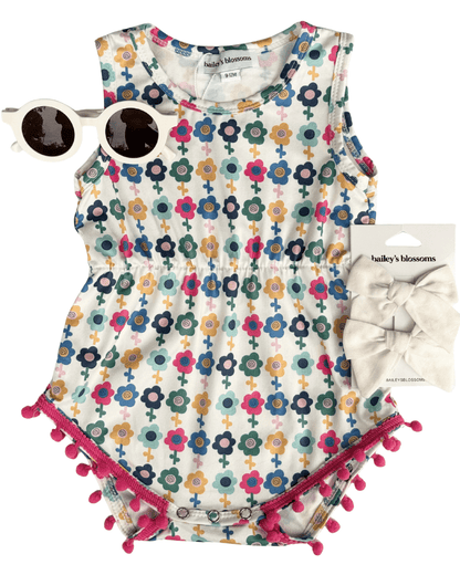 Dillon Pom Pom Romper - Mod Blooms
