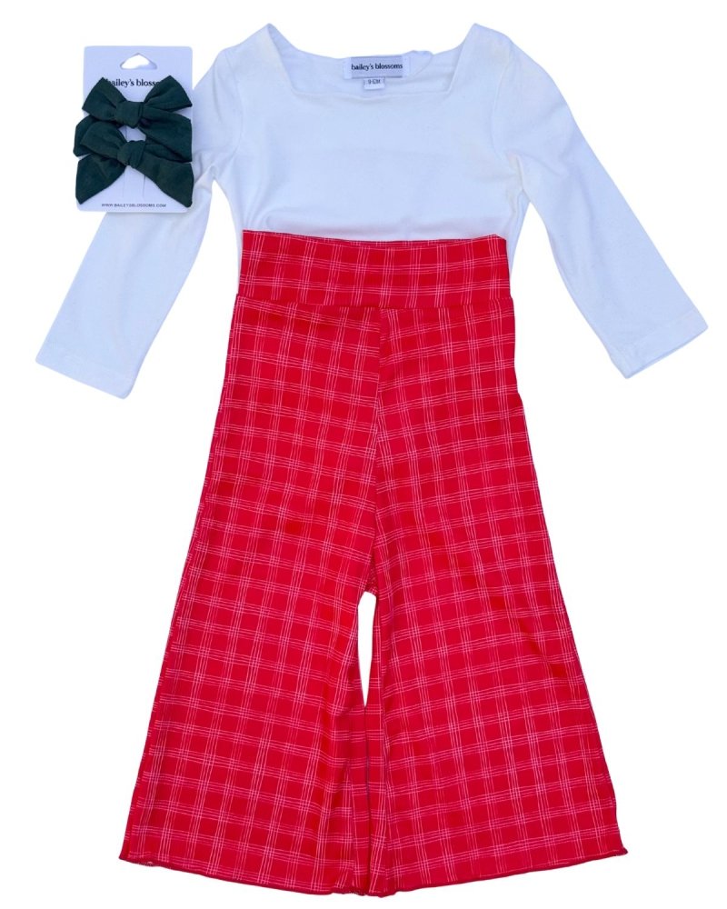 Elodie Wide-Leg High Waist Pants – Cherry Red