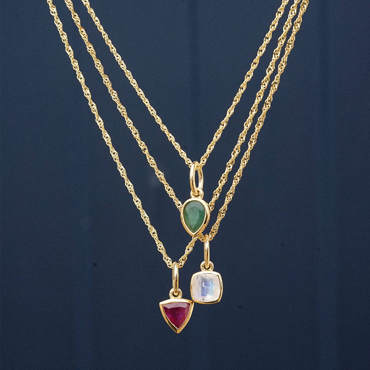 Emerald May Birthstone Charm Necklace 18ct Gold Plate