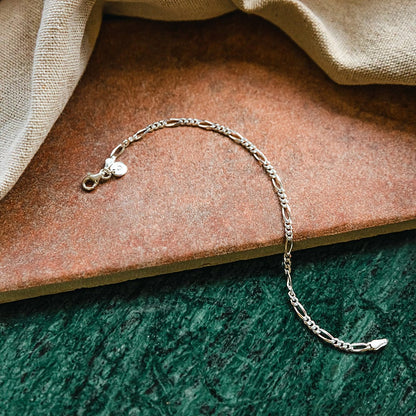 Fine Figaro Chain Bracelet Sterling Silver