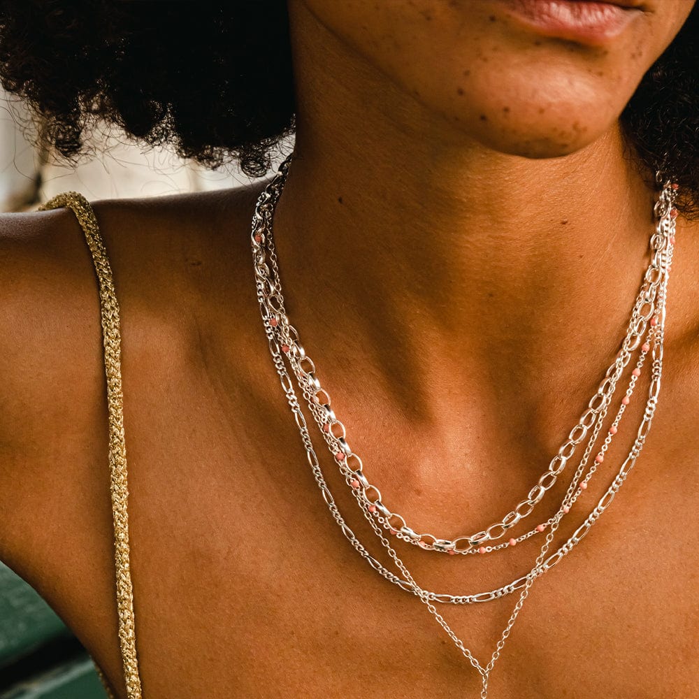 Fine Figaro Chain Necklace Sterling Silver