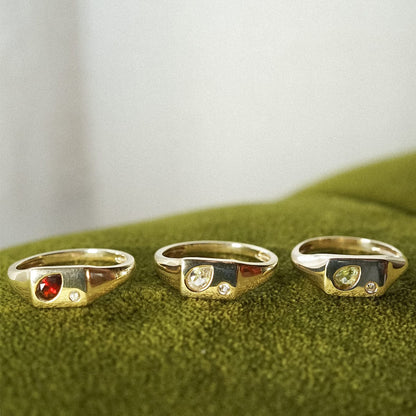 Estée Lalonde Birthstone Signet Ring 14ct Solid Gold