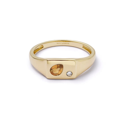 Estée Lalonde Birthstone Signet Ring 18ct Gold Plate