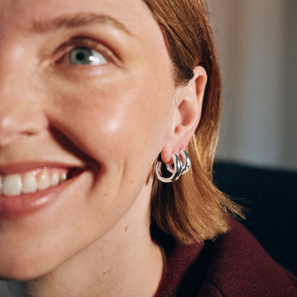 Estée Lalonde Chunky Sapphire Hoop Earrings Sterling Silver