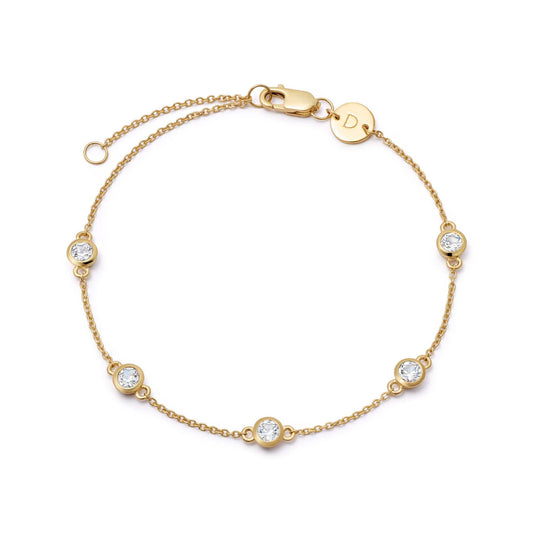 Estée Lalonde Fine Round Sapphire Station Bracelet 14ct Solid Gold