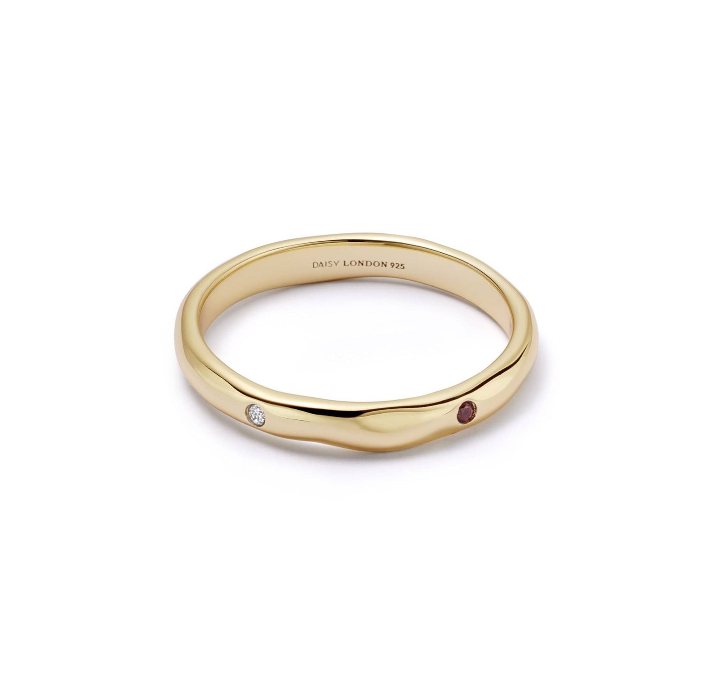 Estée Lalonde Garnet & Sapphire Band Ring 18ct Gold Plate