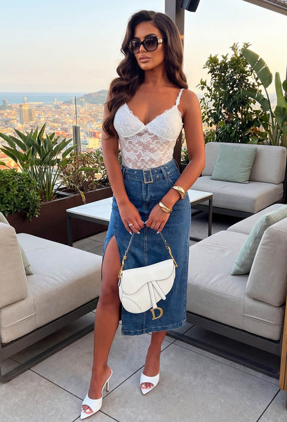 Fierce Rival White Strappy Lace Bodysuit