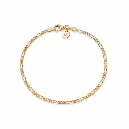 Thin Figaro Chain Bracelet 18ct Gold Plate