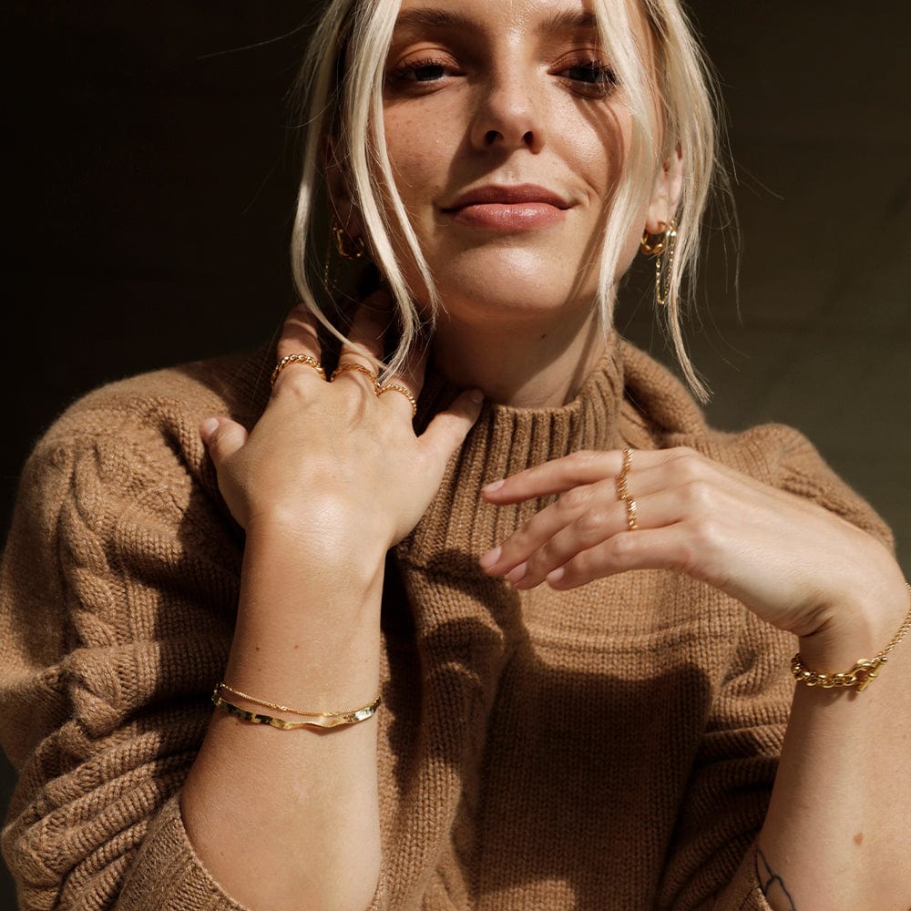 Estée Lalonde Forever Wavy Bracelet Set 18ct Gold Plate
