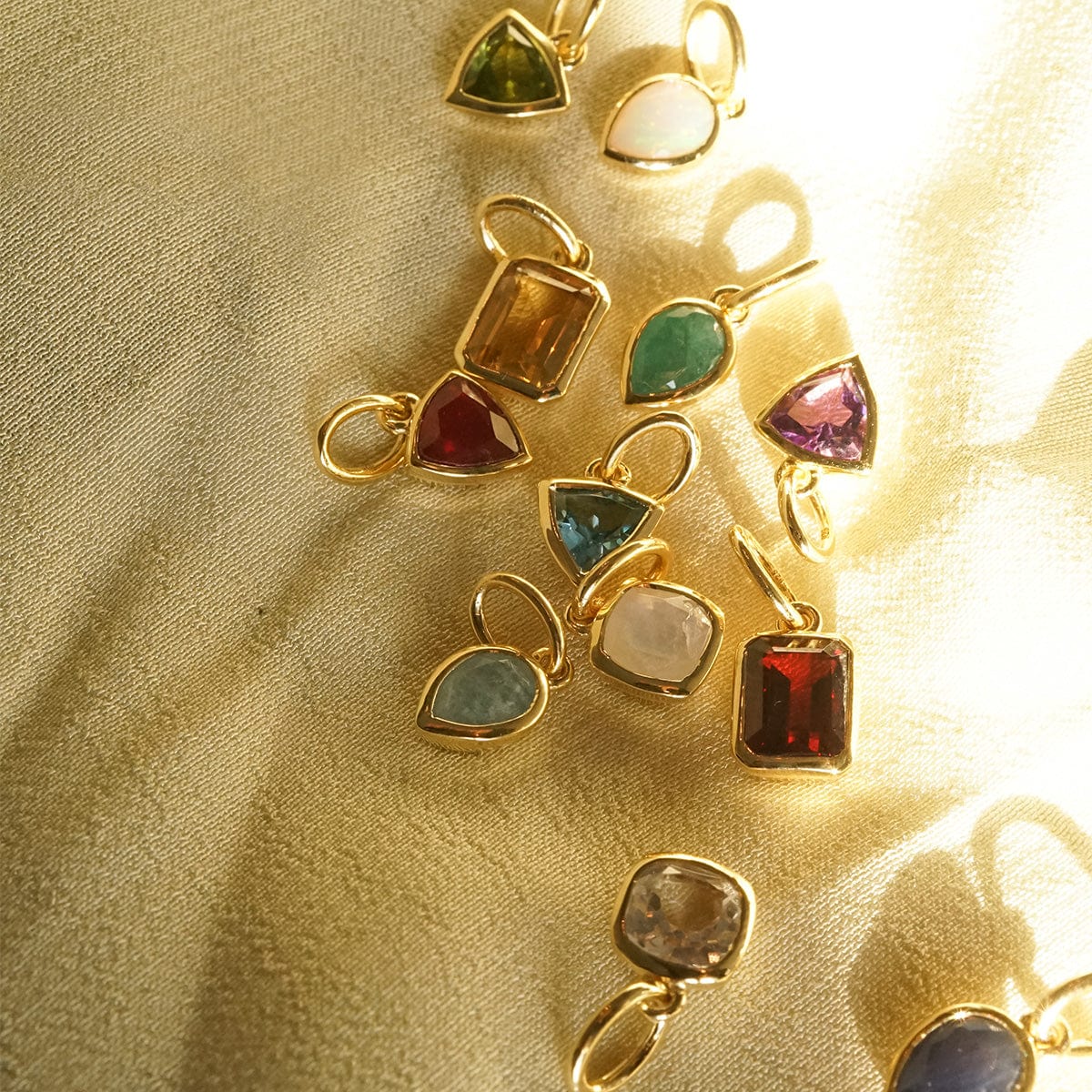 Garnet January Birthstone Charm Necklace 18ct Gold Plate