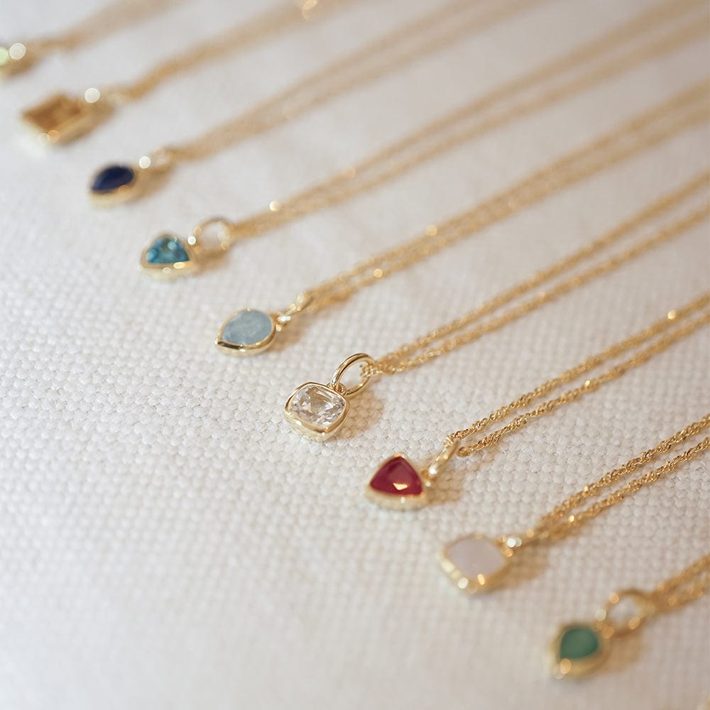 Garnet January Birthstone Charm Necklace 18ct Gold Plate