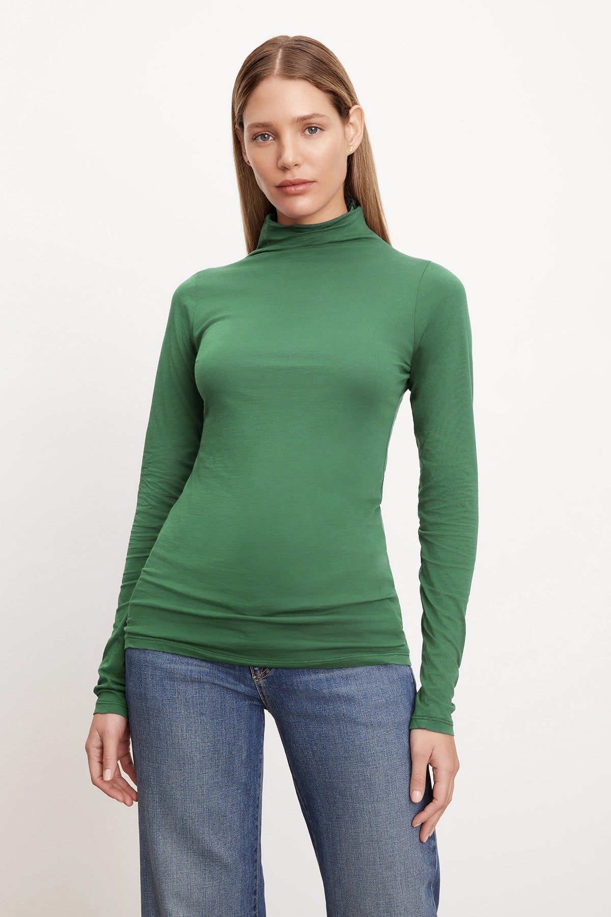TALISIA GAUZY WHISPER FITTED MOCK NECK TEE