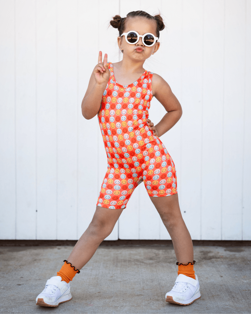 Gigi Bikeshort Romper - Don't Worry Be Happy