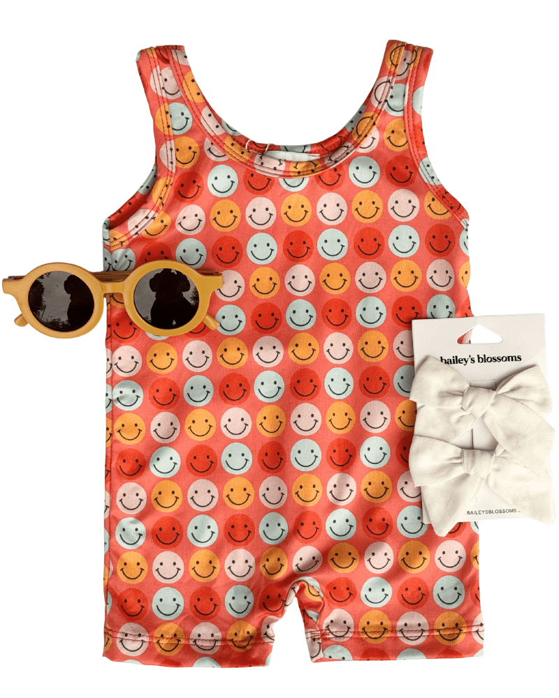 Gigi Bikeshort Romper - Don't Worry Be Happy