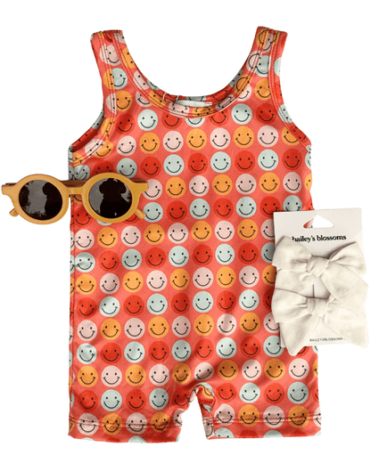 Gigi Bikeshort Romper - Don't Worry Be Happy