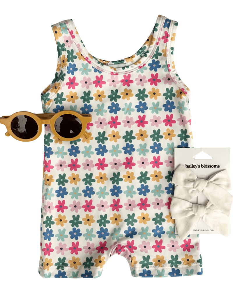 Gigi Bikeshort Romper - Petal Parade