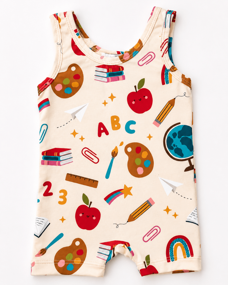 Gigi Bikeshort Romper - Schoolhouse Cutie