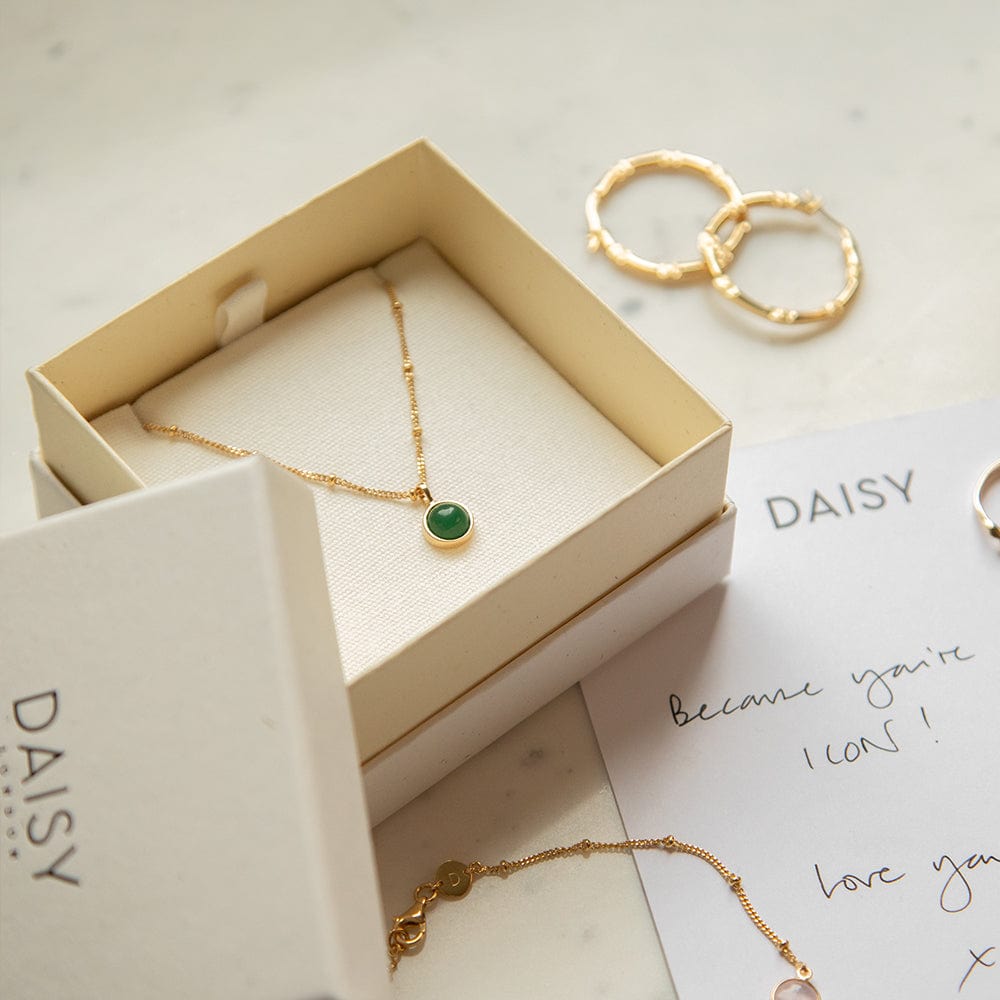 Green Aventurine Healing Stone Necklace 18ct Gold Plate
