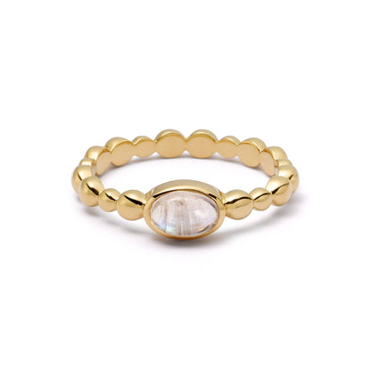 Healing Stone Bobble Ring 18ct Gold Plate
