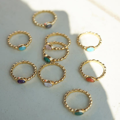 Healing Stone Bobble Ring 18ct Gold Plate