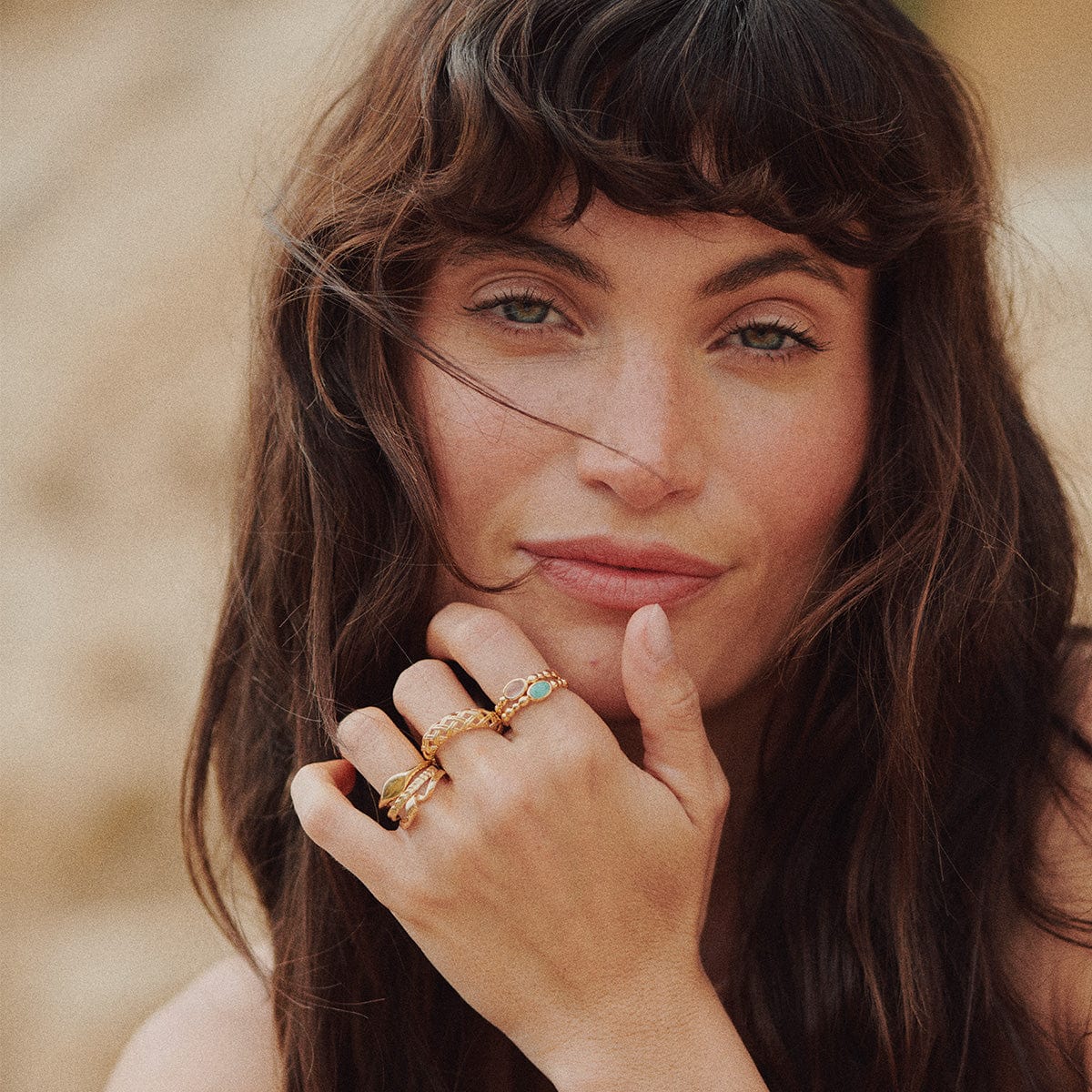 Healing Stone Bobble Ring 18ct Gold Plate
