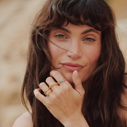 Healing Stone Bobble Ring 18ct Gold Plate